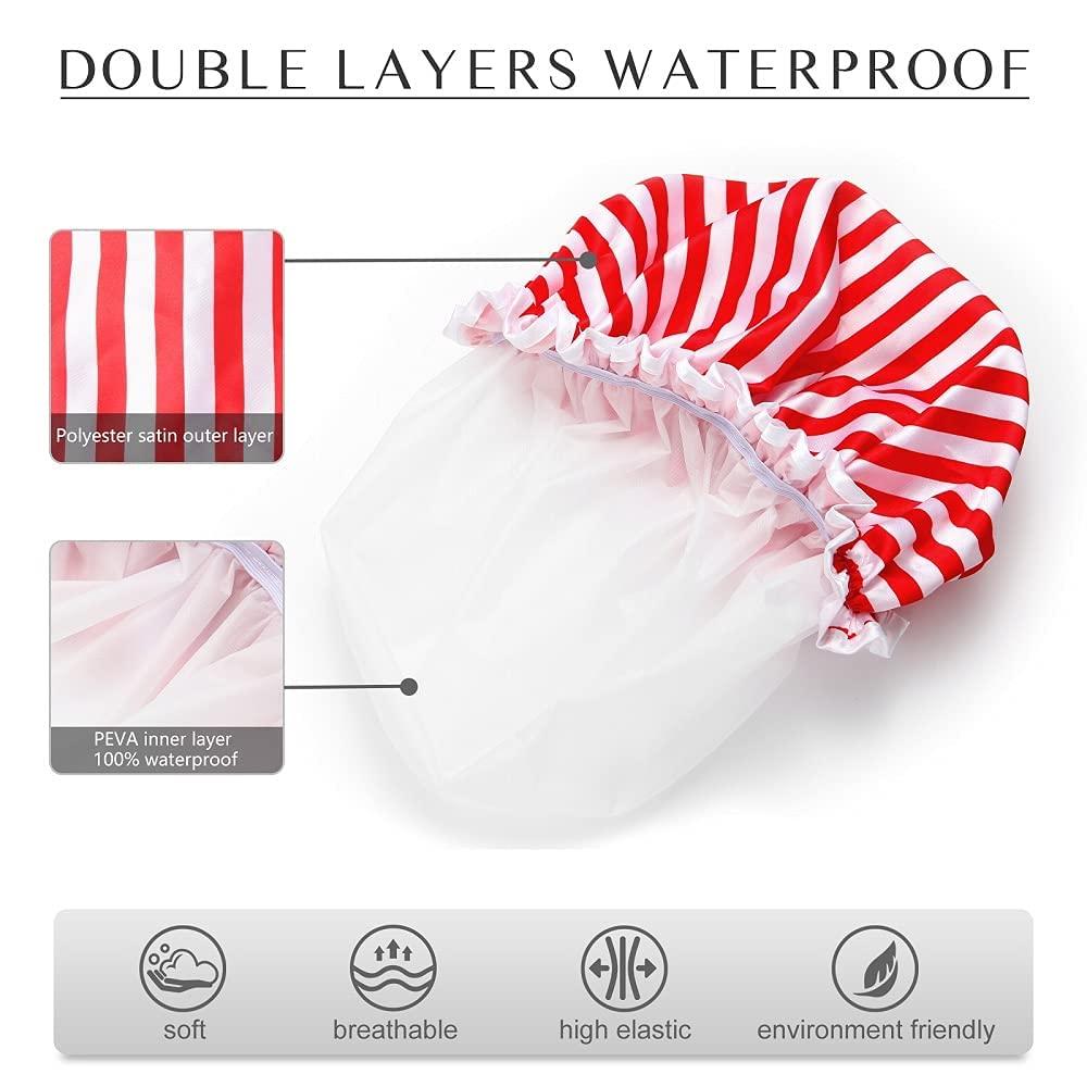 Large Reusable Shower Cap Waterproof Double Layers Bathing Hair