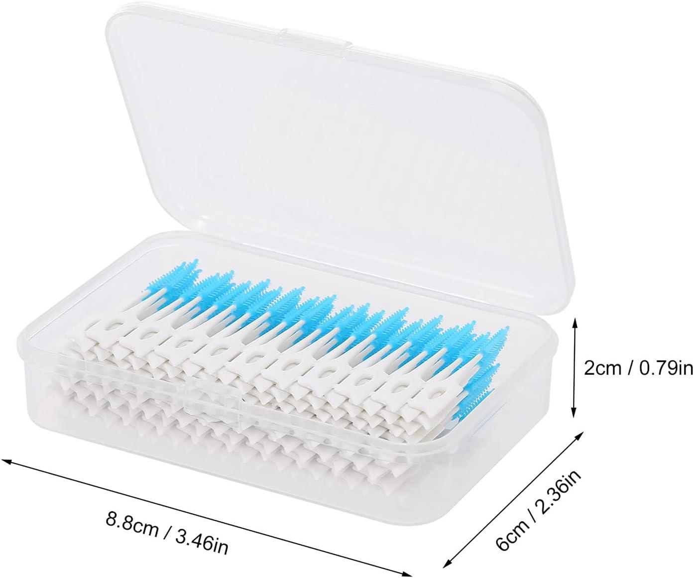 Pack Of 40 Interdental Brushes,silicone Dual Use Dental Floss Stick, Portable Dental Flossblue