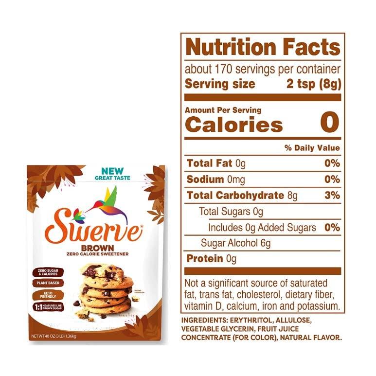 Swerve Brown Sugar Substitute 48oz Zero Calorie, Keto Friendly, Non