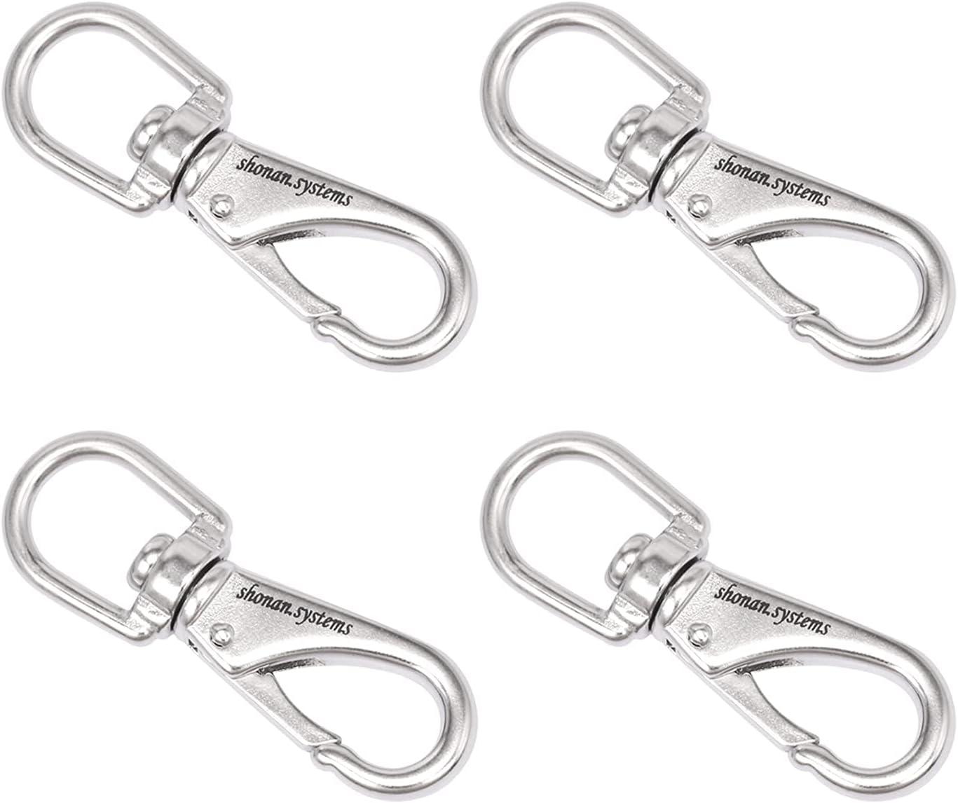 SHONAN Stainless Steel Flag Clips for Flagpole Rope- 4 Pack 3.5 Inch Swivel  Snap Hook Flag Pole Clips, Diving Clips Spring Hooks for Dog leashes,  Keychains, Boat Ropes, Bird Feeders