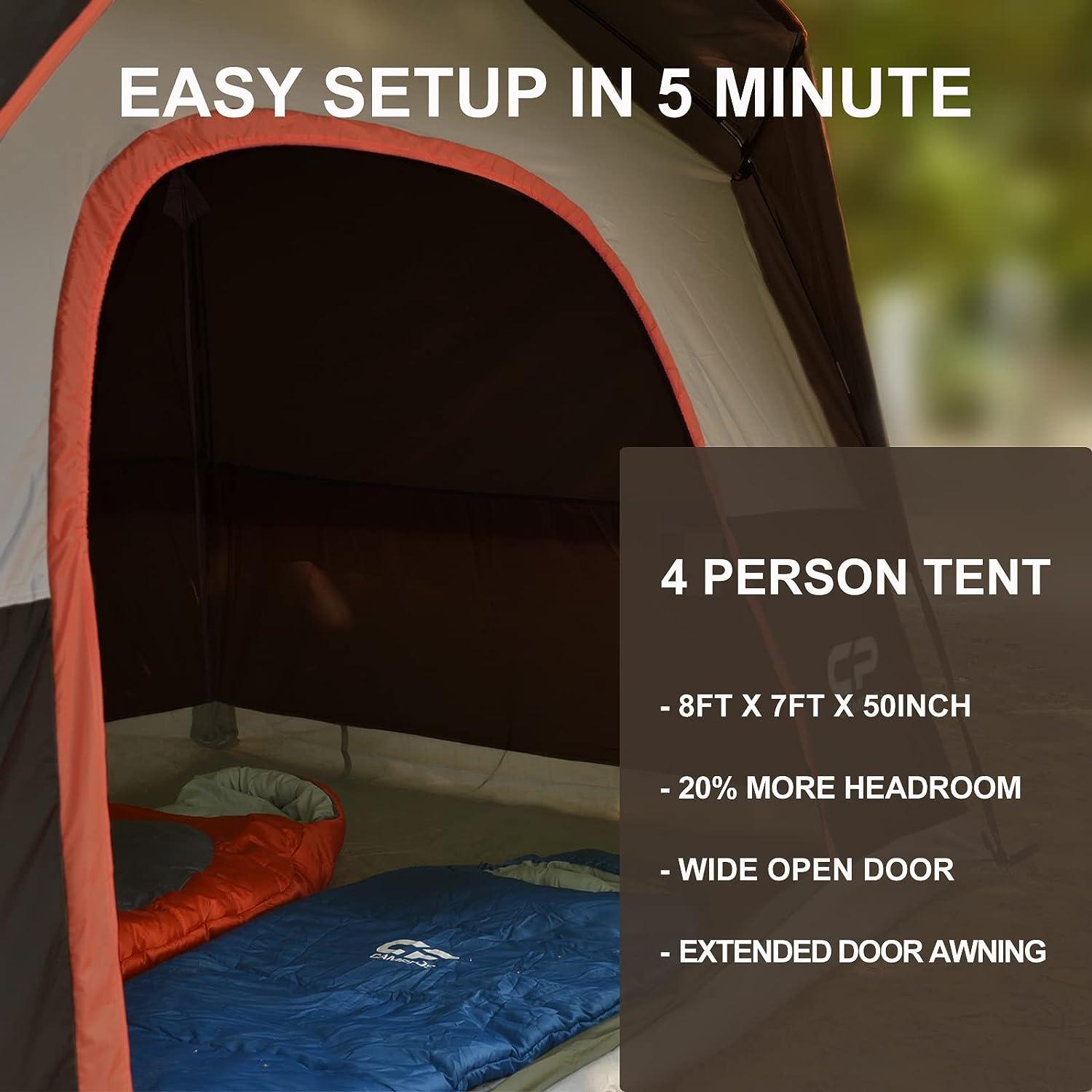 CAMPROS CP Tent 3 Person Camping Tents, Gifts For Family Waterproof Windproof Backpacking Tent With Top Rainfly, Easy Set Up Small Lightweight Dome Tents, Hiking Beach