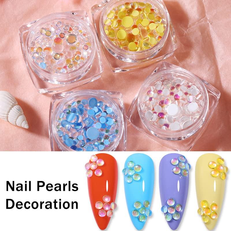 Mixed Sizes And Colors Mermaid Tears Glass Half Pearls Rhinestones For Nail  Art