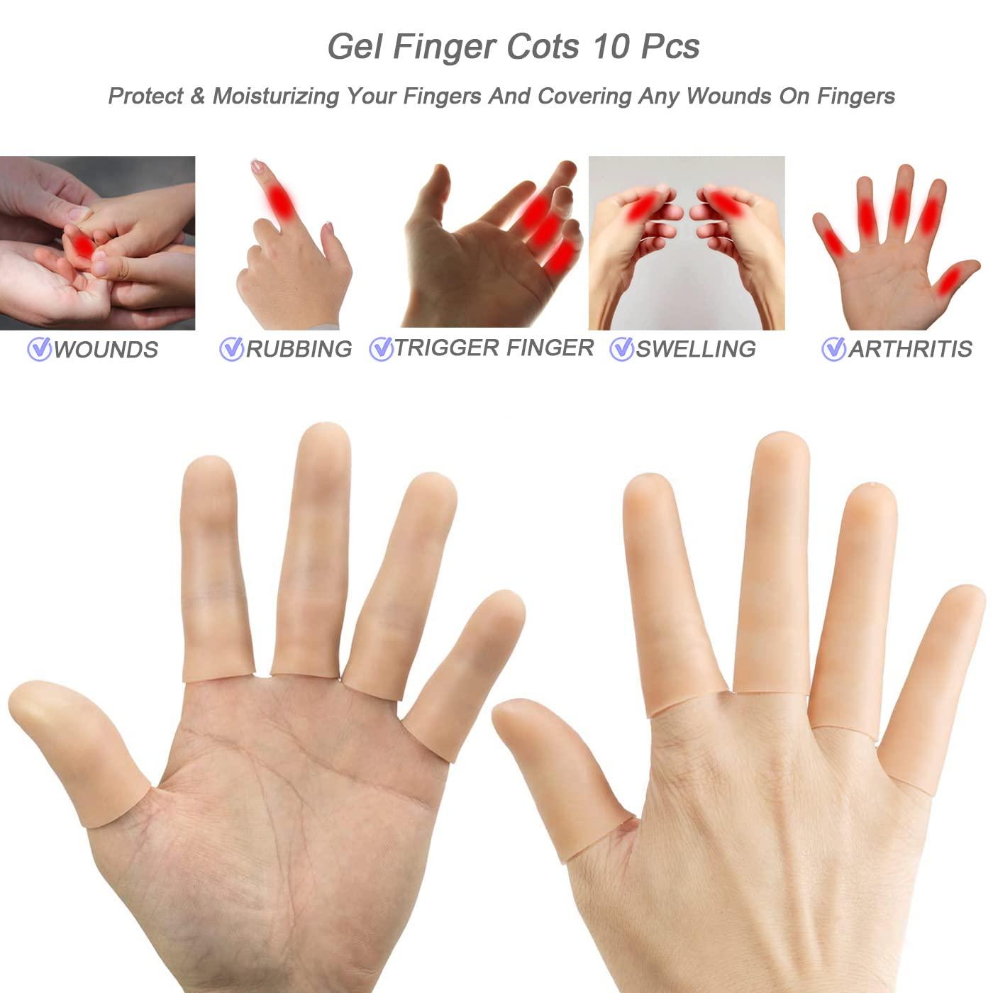 10 Pieces Gel Finger Protectors, Silicone Finger Caps Finger Cots and  Finger Sleeves for Trigger Finger, Finger Friction, Finger Arthritis and  Corn