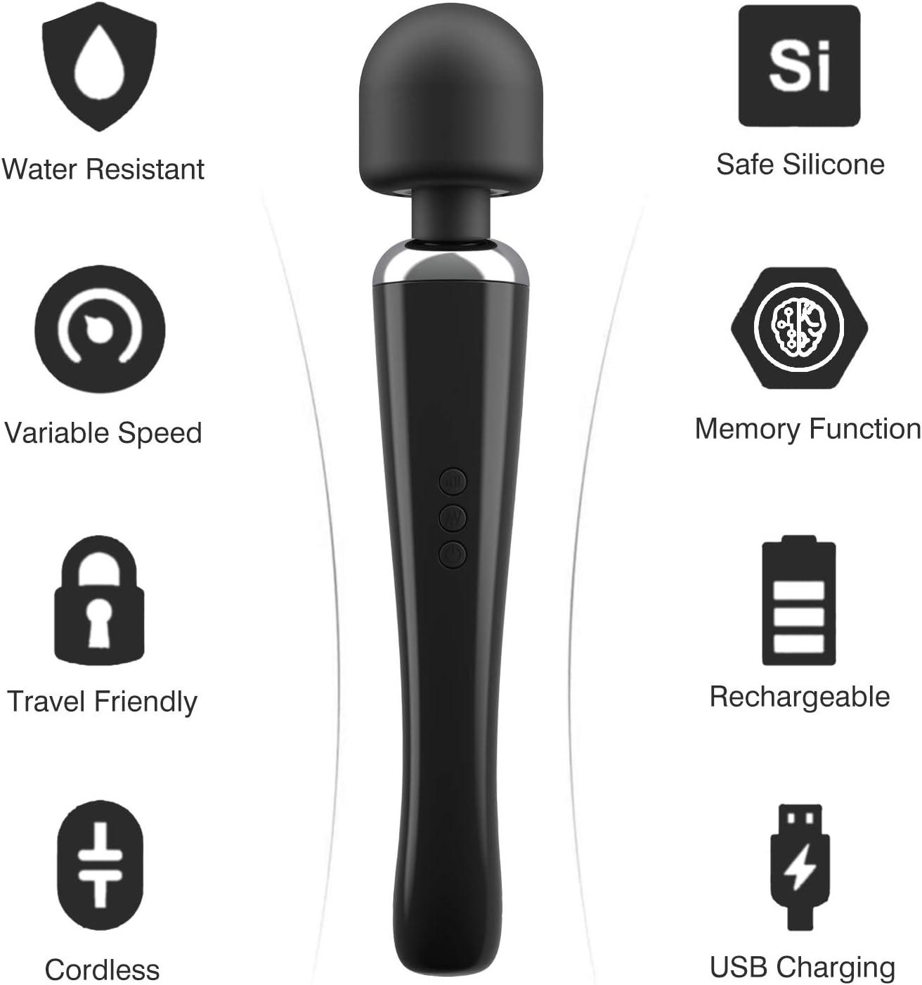 Handheld Cordless Wand Massager - 8 Speeds 20 Vibrating Patterns - USB  Rechargeable - Muscle Aches & Sports Recovery - Black | Buy Now with  Express International Delivery | GoSupps.com