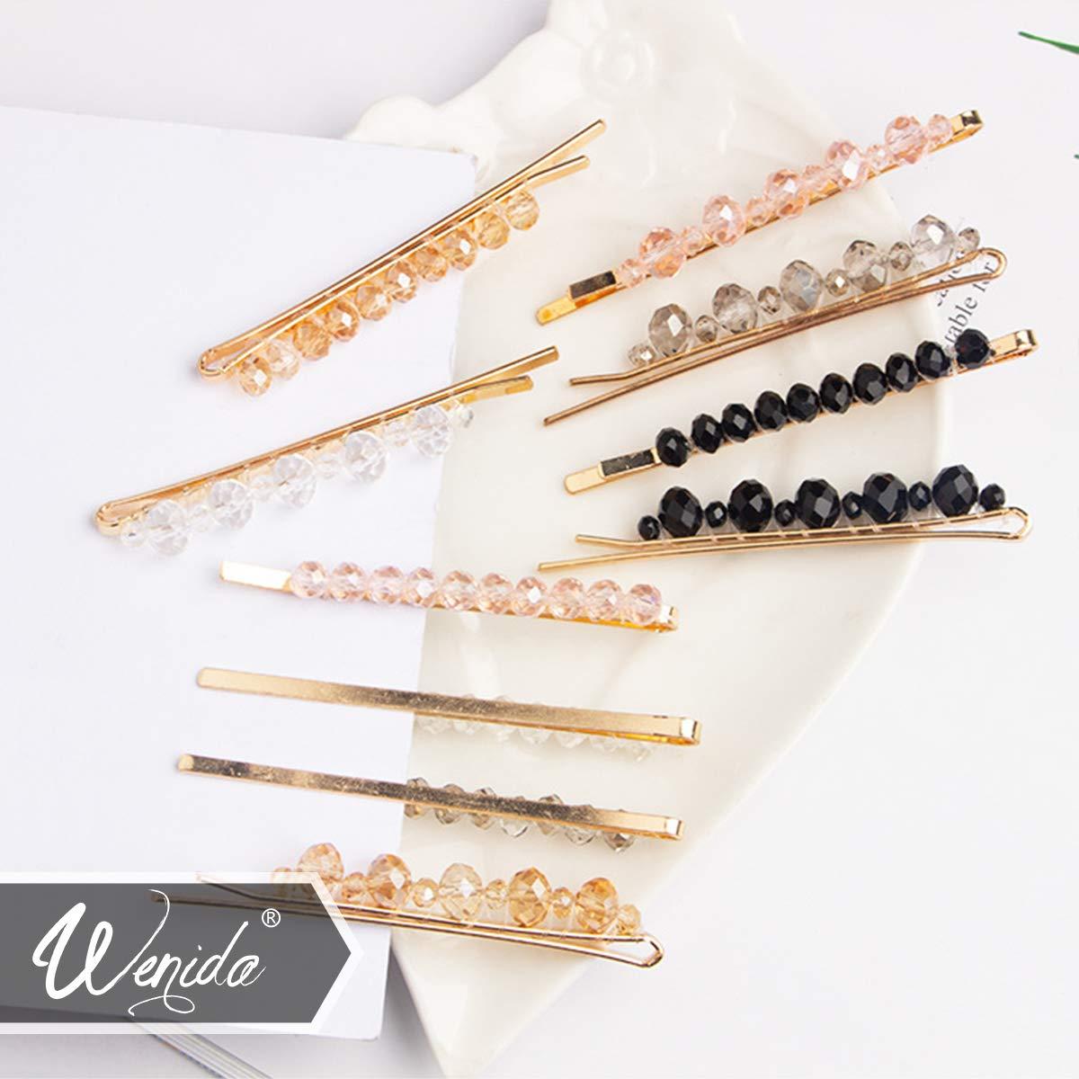 Hair Clips Wenida 10 Pieces Fashion Crystal Metal Hair Pins Barrettes Bobby  Pins Decorative Hair Styling for Women Girls