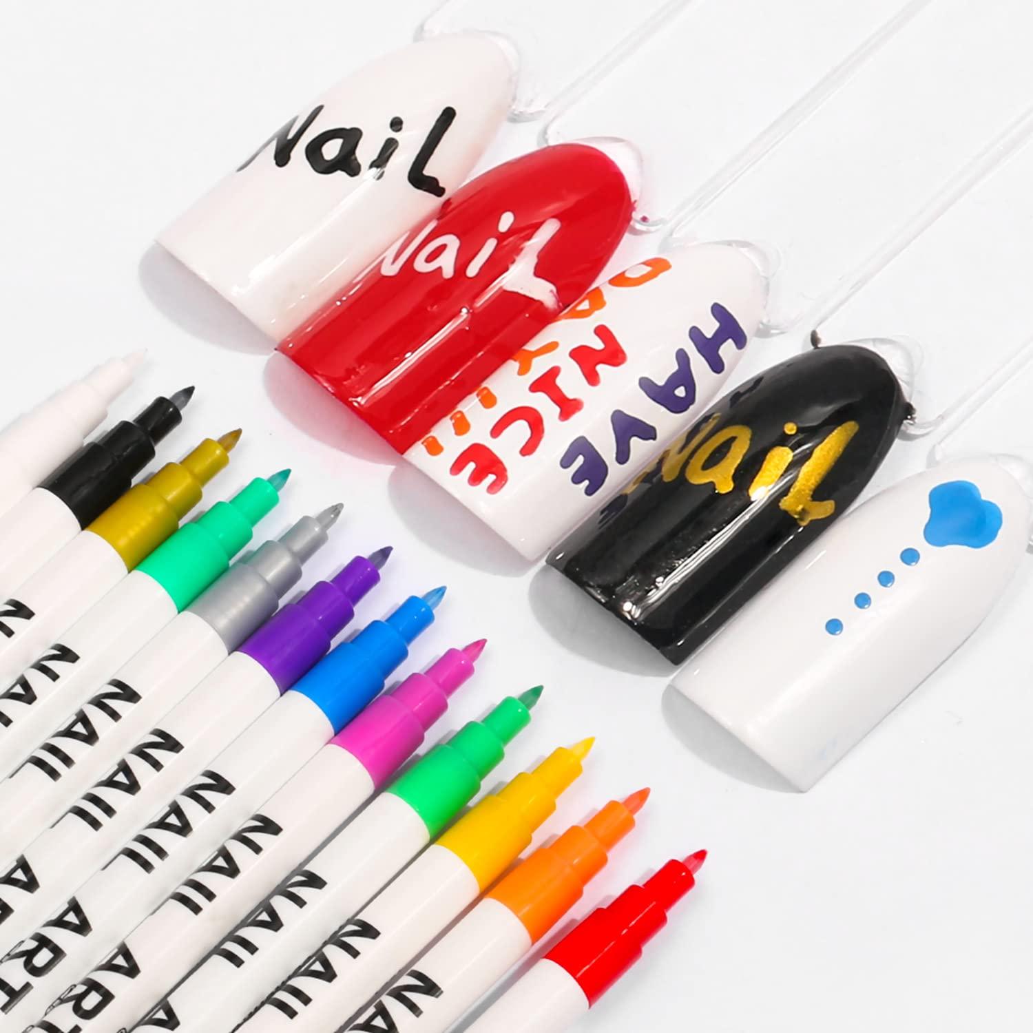 6 Color 3d Nail Art Pens Set Nail Point Graffiti Dotting - Temu
