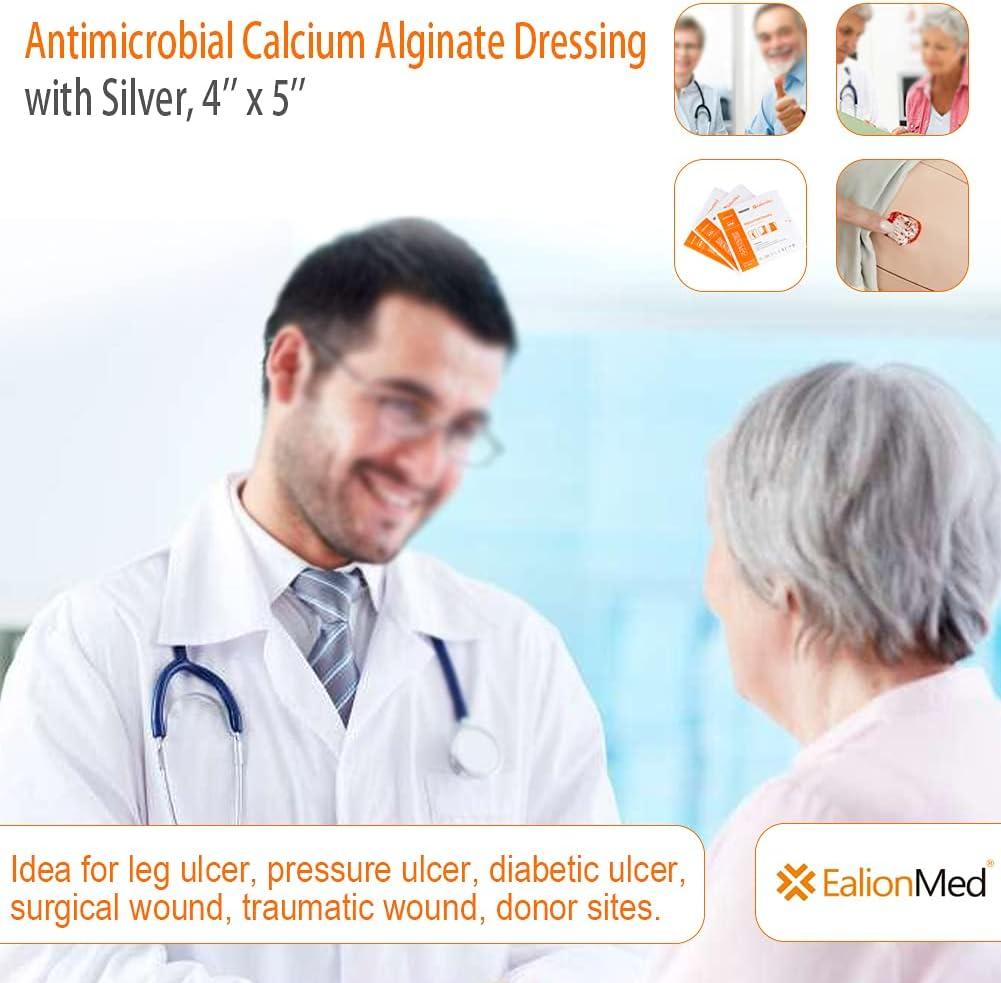 Silver Calcium Alginate Wound Dressing Pad 4x5 High Absorbency Non