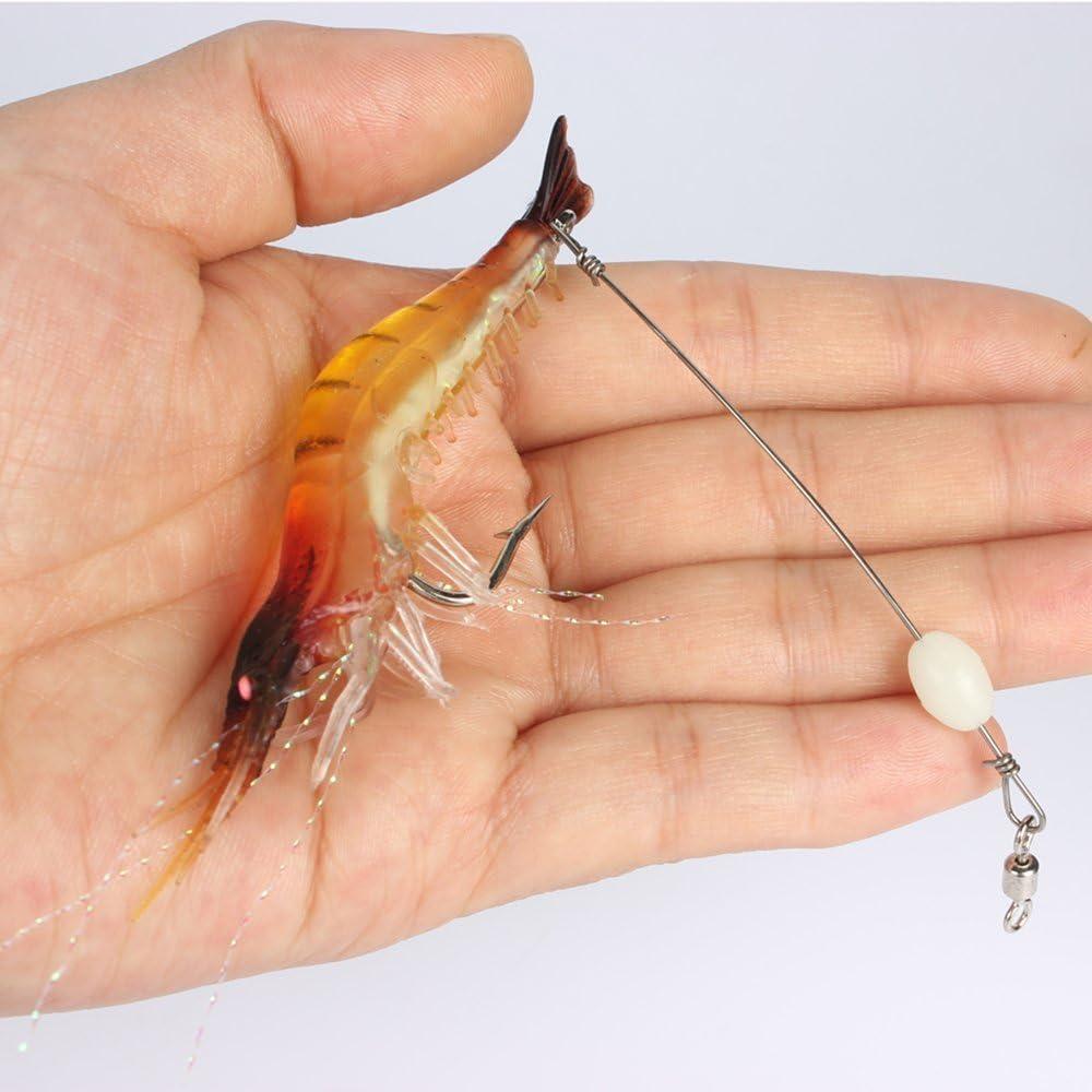 7/14 Luminous Fishing Lure Bait Artificial Shrimp Lures Soft Hook Prawn Bait  Kit for Freshwater Saltwater Bass Trout Catfish Salmon