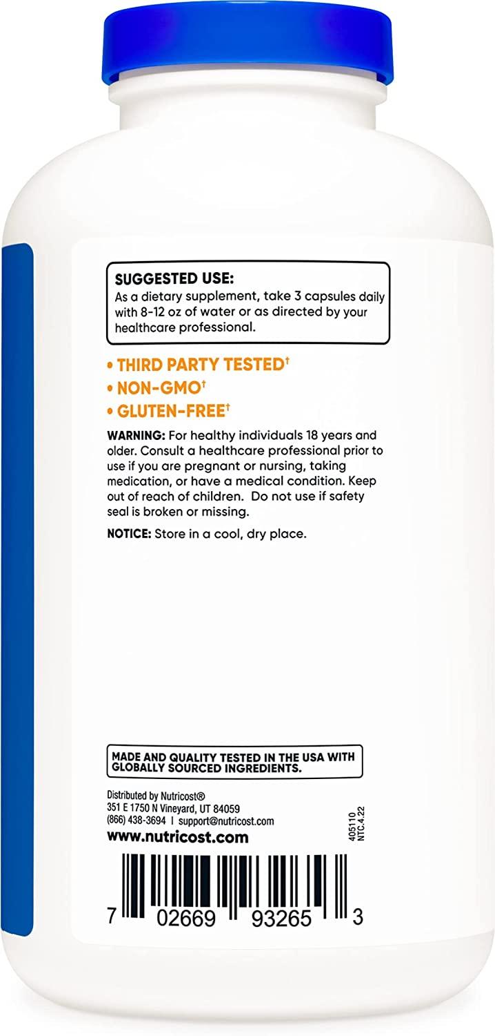 Nutricost Psyllium Husk 1500mg 500 Capsules, NonGMO & Gluten Free