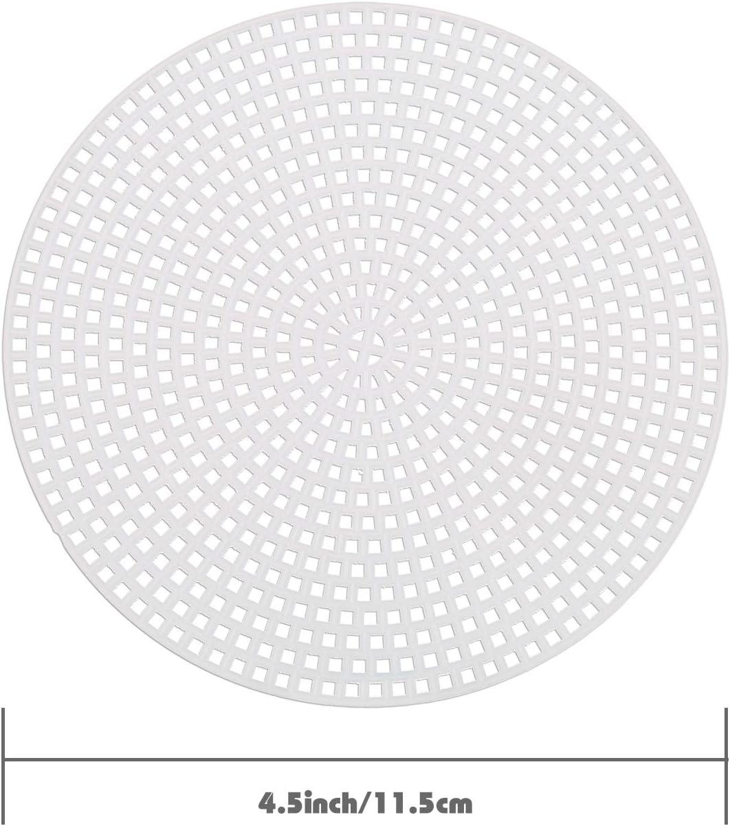 Pllieay 30 Pieces 7 Count Circle Plastic Mesh Canvas Sheets with
