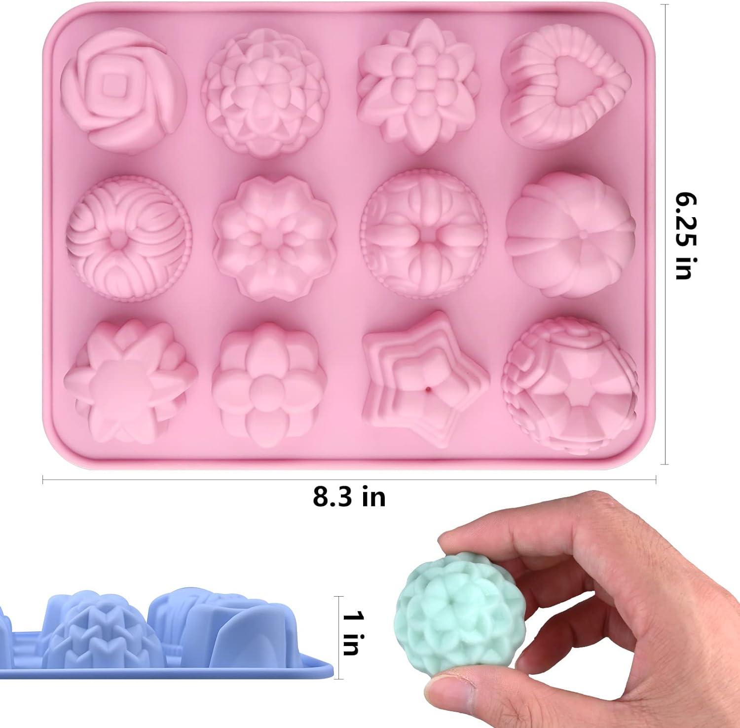 Sakolla 3 Pack Flower Soap Molds Silicone 12 Cavities Different