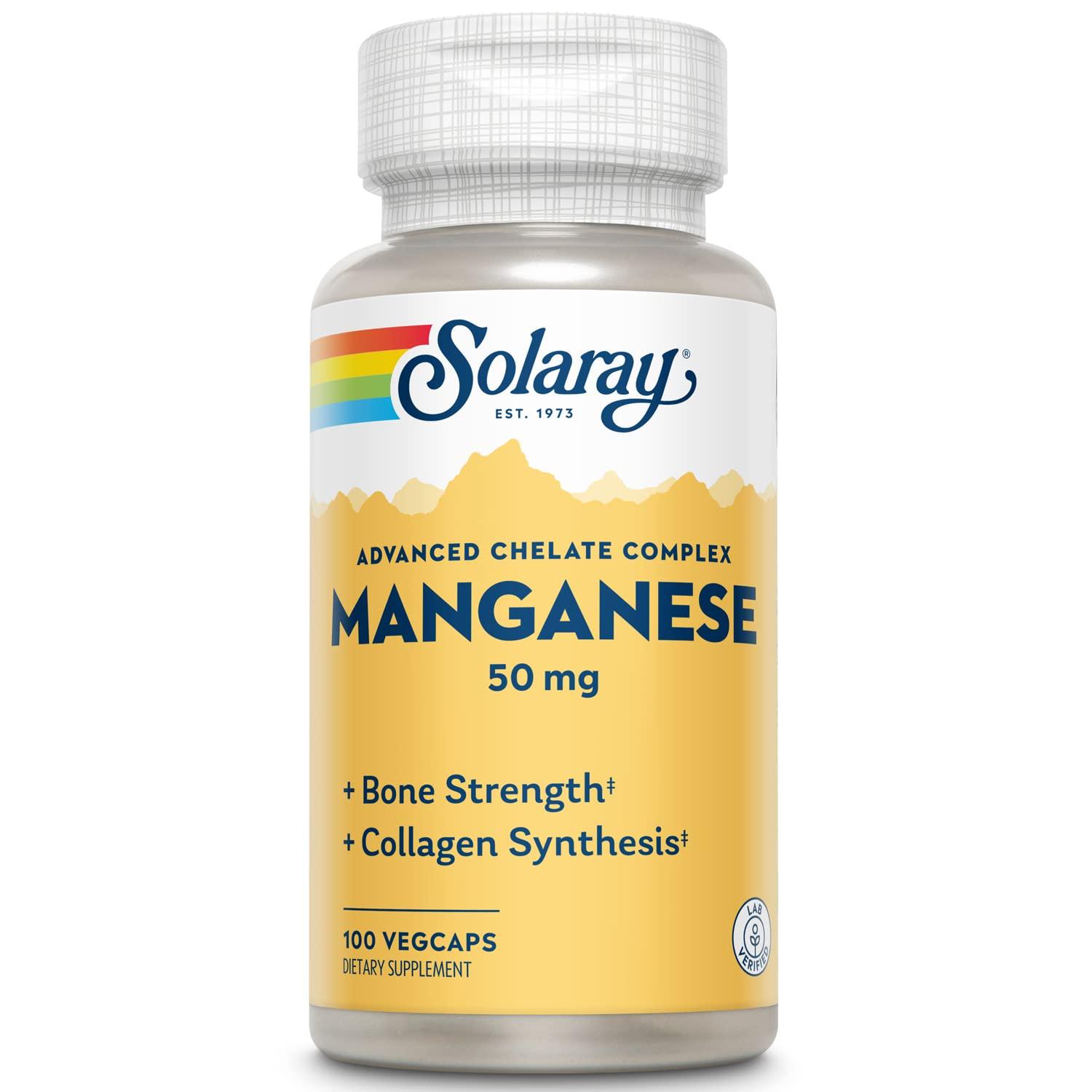Solaray Manganese Supplement 50mg 100 Count Essential Trace Mineral
