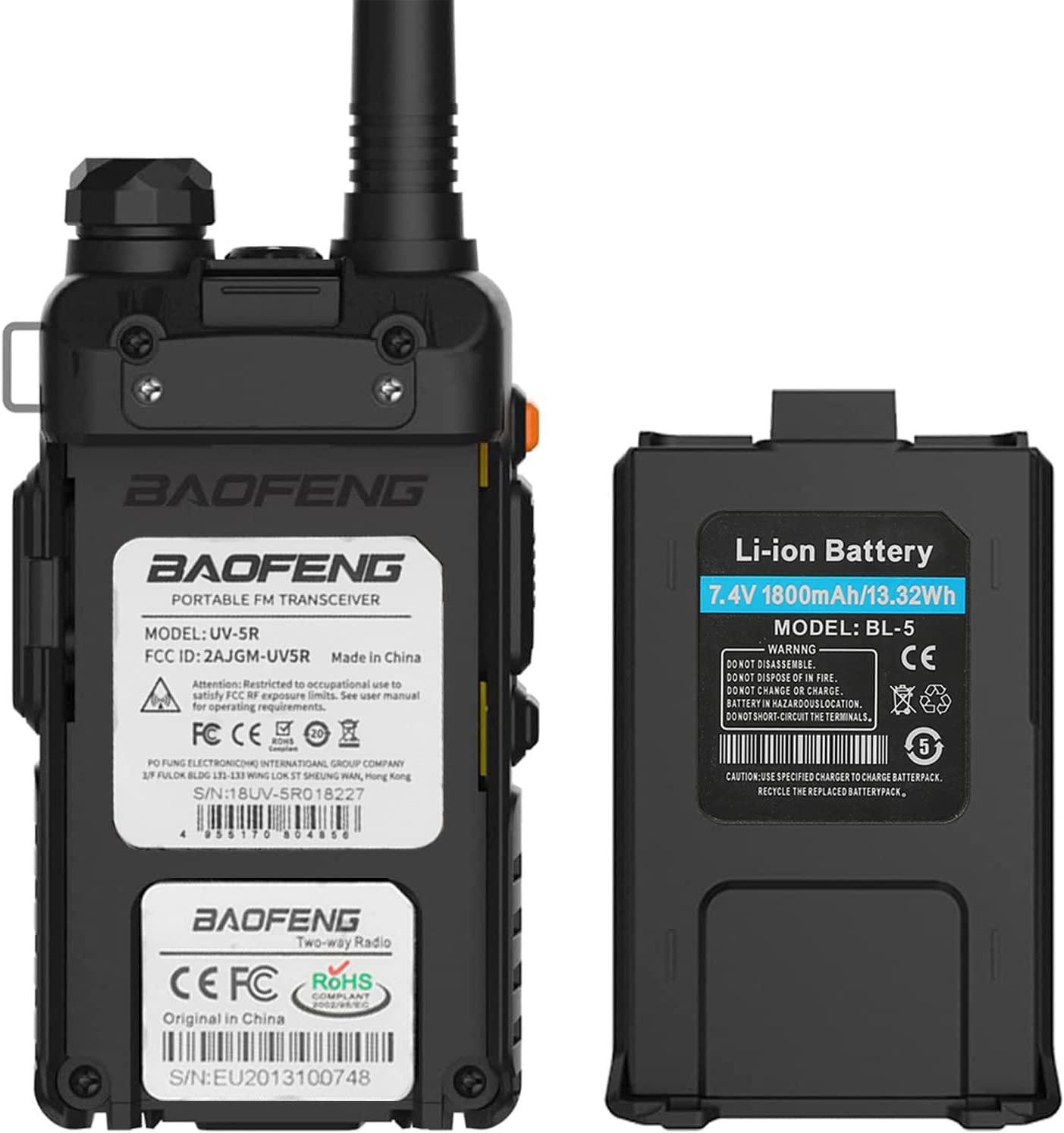 Talkie-Walkie BaoFeng UV-5R Double Bande VHF/UHF FM Noir - Neuf En Boîte