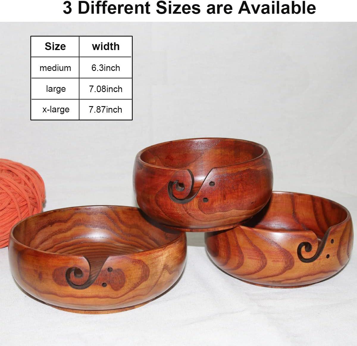 Wooden Yarn Bowl with Holes Holder 7.87''3''Rosewood Handmade Craft Knitting  Bowl Storage Knitting and Crocheting Accessories Kit Organizer, Perfect for  Mother's Day and Christmas Gift X-Large