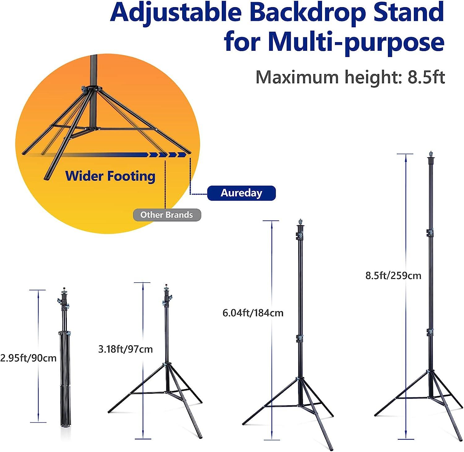 8.5 x 10 ft Adjustable Backdrop Stand with Steel Base