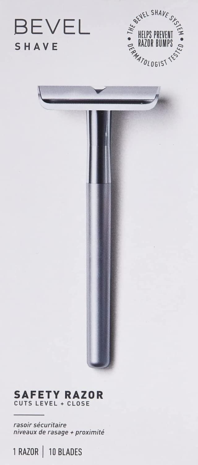 Bevel Safety Razor with Brass Weighted Handle and 10 Double Edge Safety