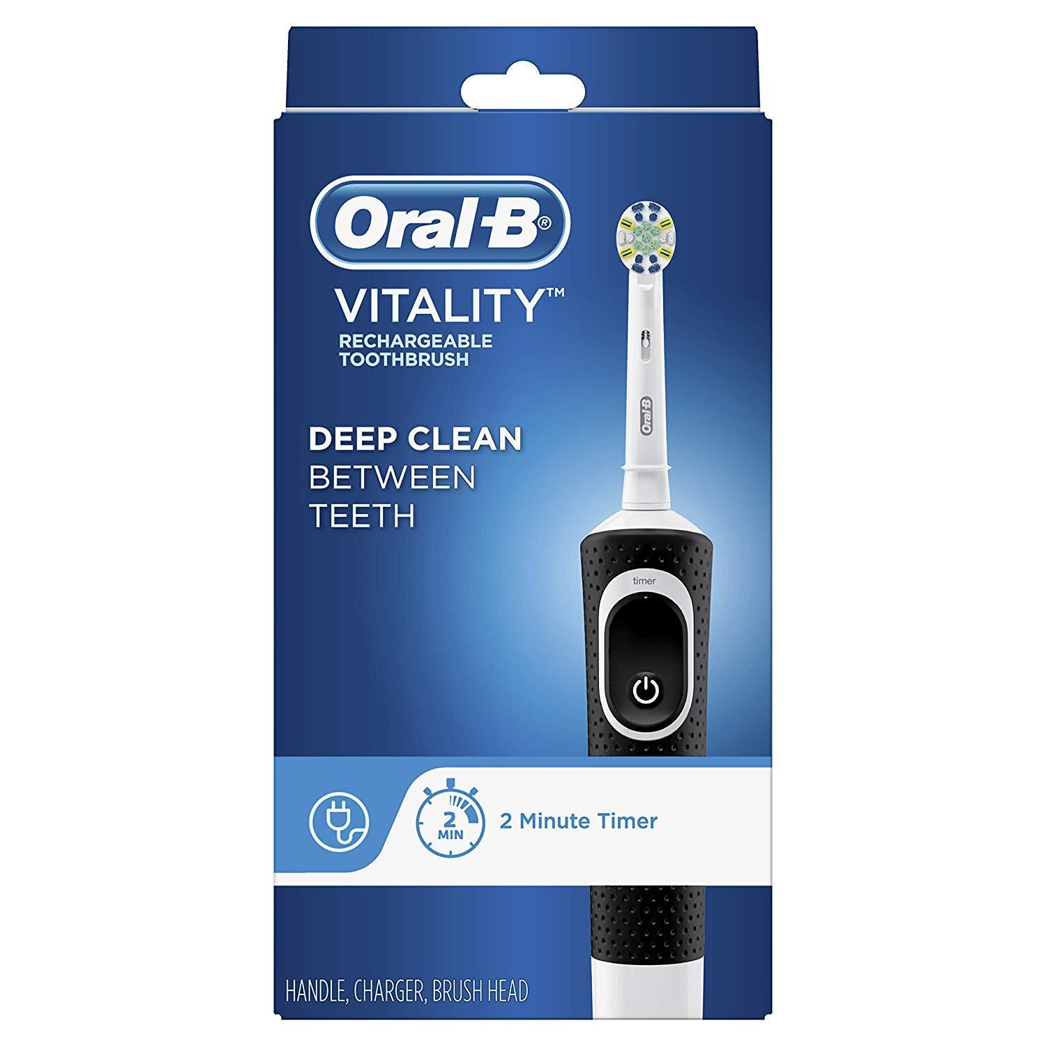 Oral-B Vitality FlossAction Electric Toothbrush with Replacement Brush  Head, Black Electric Toothbrush + 1 Replacement Brush Head Black