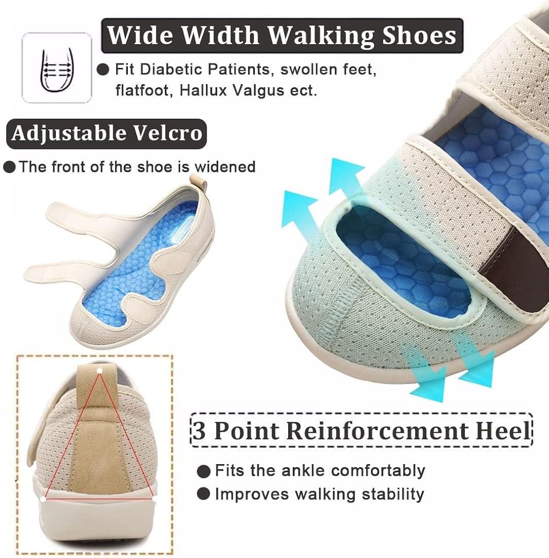 Men Extra Wide & Deep Shoes Slip Resistant Lightweight Swollen Feet or  Ankles