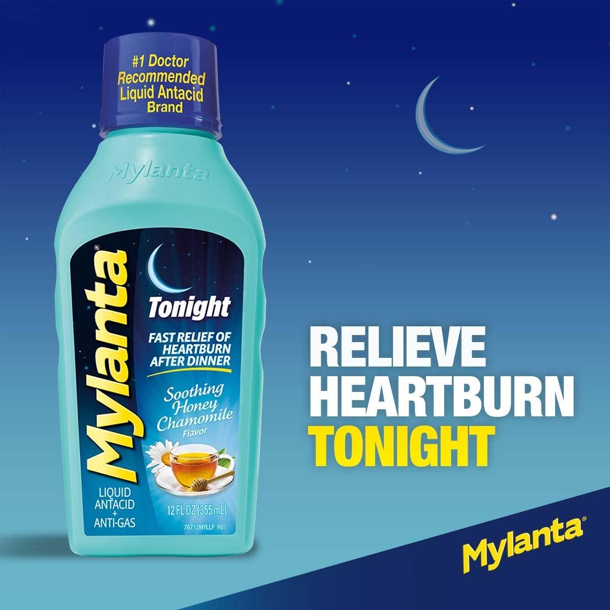 Mylanta Antacid and Gas Relief, Tonight Formula, HoneyChamomile, 12 Fl