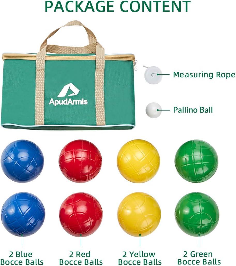 ApudArmis 90mm Bocce Balls Set, Lighter Outdoor Bocce Game for Backyard
