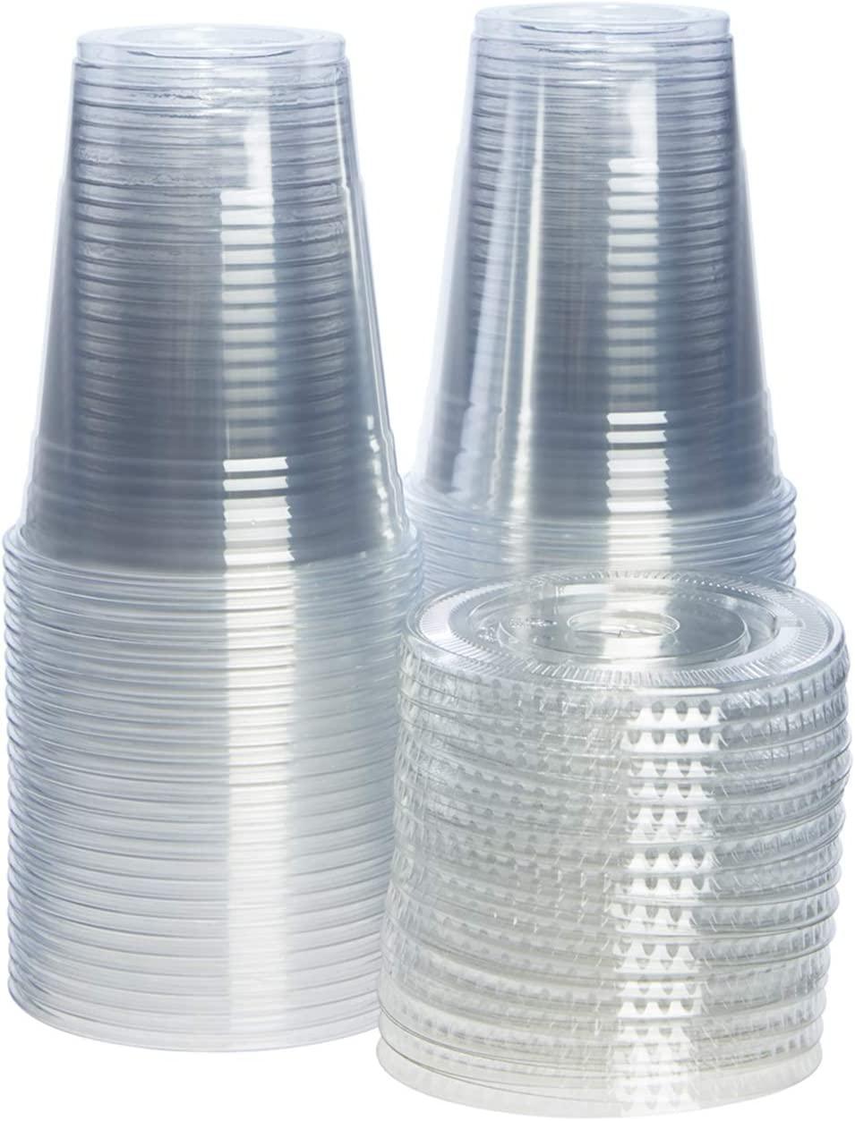 100 Sets 16 oz. Clear Plastic Cups with Flat Lids - Ideal for Parties and  Events | Buy Now with Express International Delivery | GoSupps.com