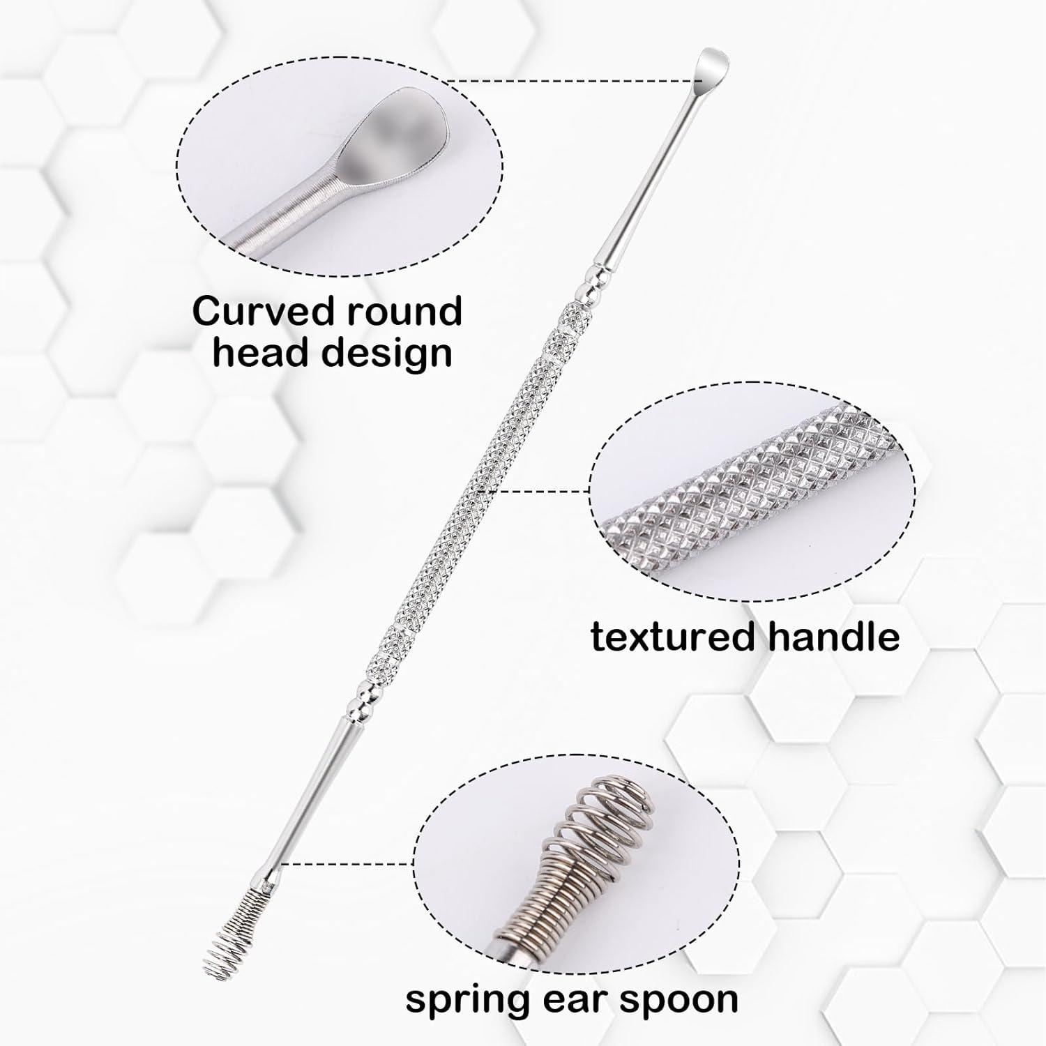 Stainless Steel Spiral Ear Wax Remover Double Ended Ear Cleaner with ...