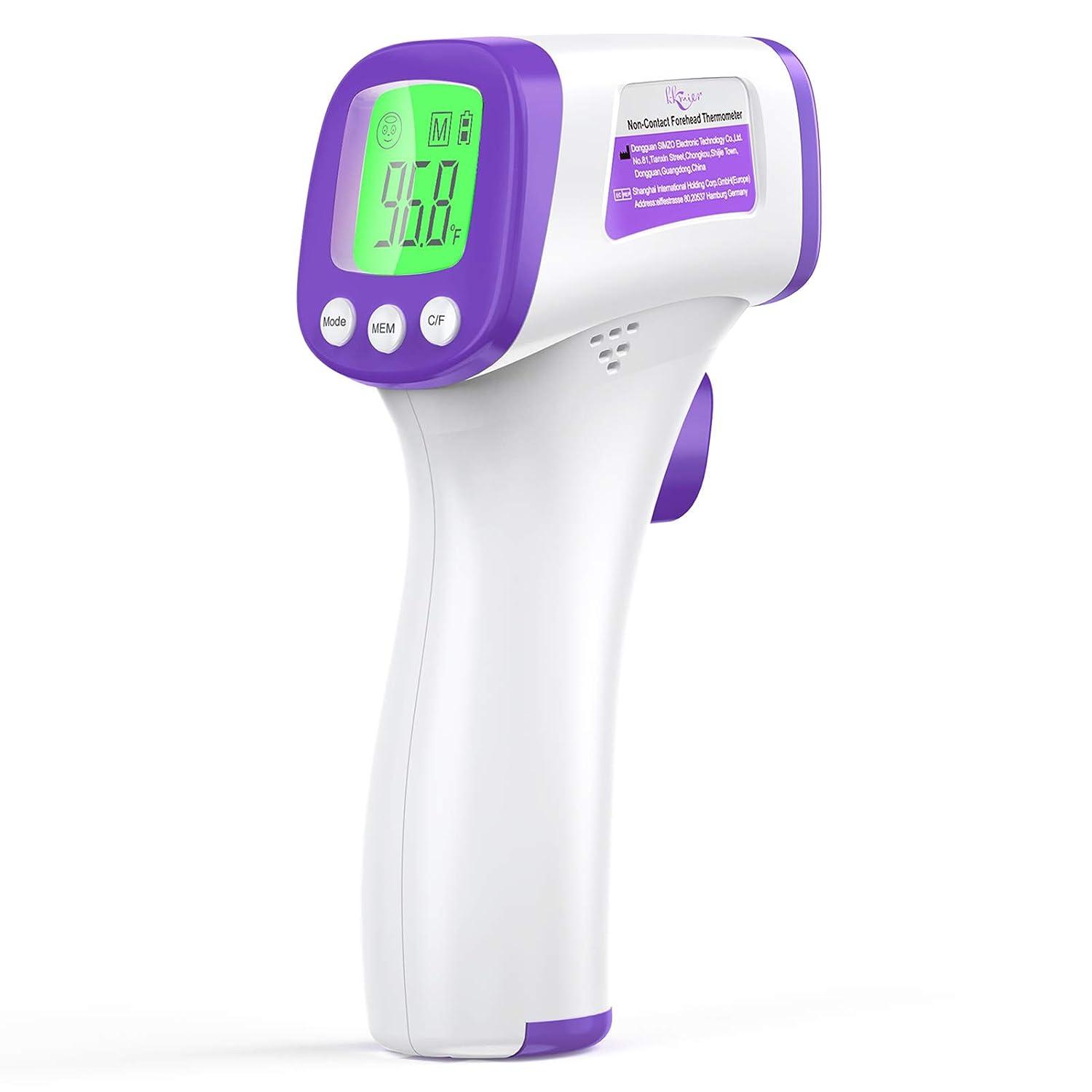 1pcs Thermometer Gun for Adults Kids Baby Children Body , No Touch Infrared  Forehead Thermometer for Fever, Medical IR Digital Body Thermometer,Pink  Purple Blue Color Random 
