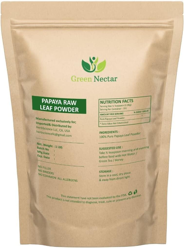 Papaya Leaves Powder 454g (1lb / 16 oz) Carica Papaya Papaya Leaf