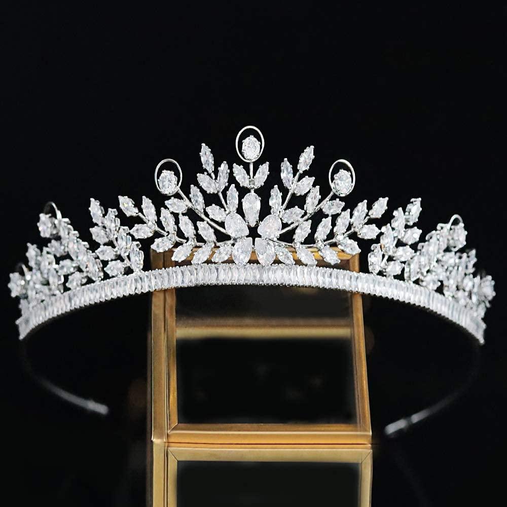 Aoligrace 5A Cubic Zirconia Wedding Tiara for Women - Small Bride