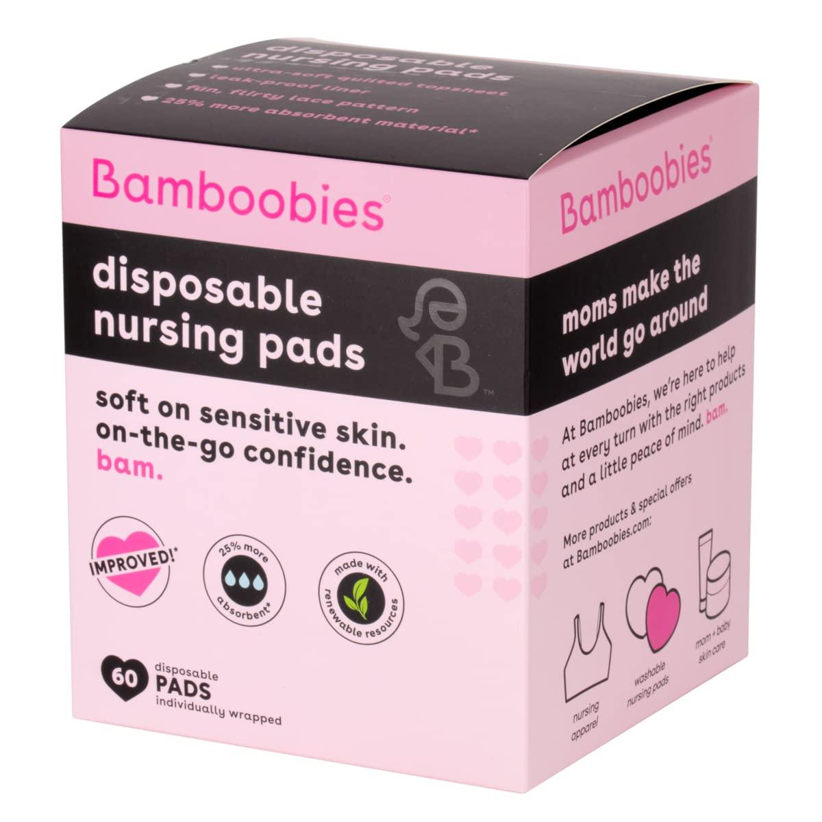 Bamboobies Nursing Pads for Breastfeeding, 60 Count, Disposable Breast