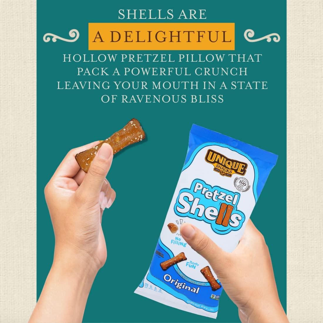 Unique Snacks Original Pretzel Shells Delicious Vegan Homestyle Baked Certified OU Kosher and