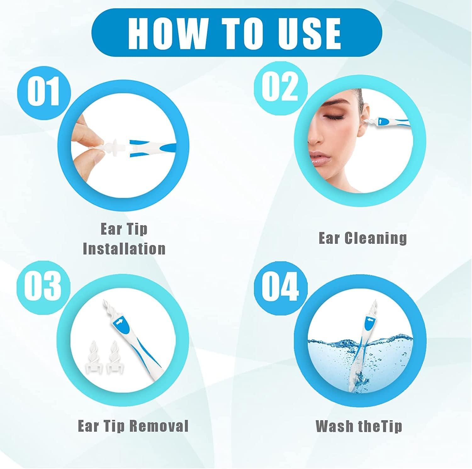 Q Grips Earwax Removal-Spiral Ear Wax Remover Tool, Reusable Earwax Removal  Kit Safe Ear Cleaner with 16 Pcs Soft and Flexible Replaceme Heads Ear  Cleaner for Adults and Kids (Light Blue)