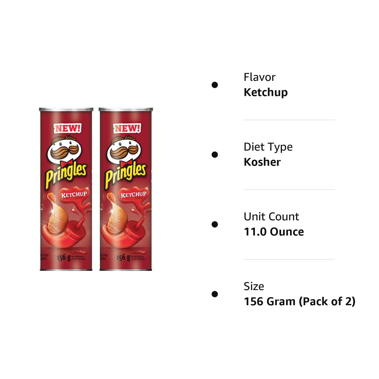 Pringles Potato Chips, Ketchup, 156 Grams/5.50oz (2 Pack)