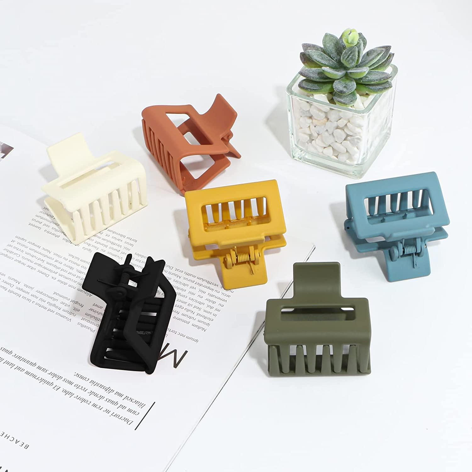 6 Pack Square Claw Clips, Hair Claw Clips for Women Girls,  Inch Small  Hair Clips, Medium Rectangle Claw Hair Clip, Matte Banana Jaw Clips Hair  Styling Accessories for Thin Half Hair color1