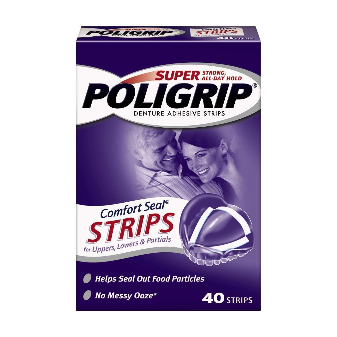 Super Poligrip Strips Size 40 Ct Poligrip Strong All Day Comfort Seal