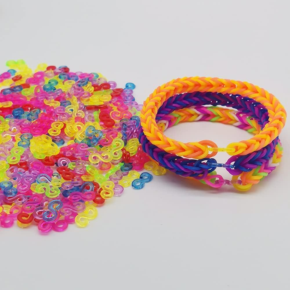 500 Pcs S Clips Loom Rubber Bands Clips Plastic Connectors Refills Clips  for Loom Bracelets DIY Bracelet Making Loom Band (Colourful)