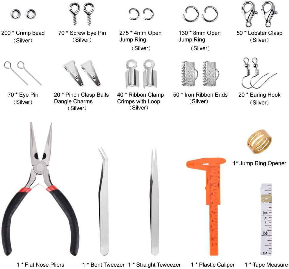 PAXCOO Jewelry Making Supplies Kit - Jewelry Repair Tool with Accessories  Jewelry Pliers Jewelry Findings and Beading Wires for Adults and Beginners