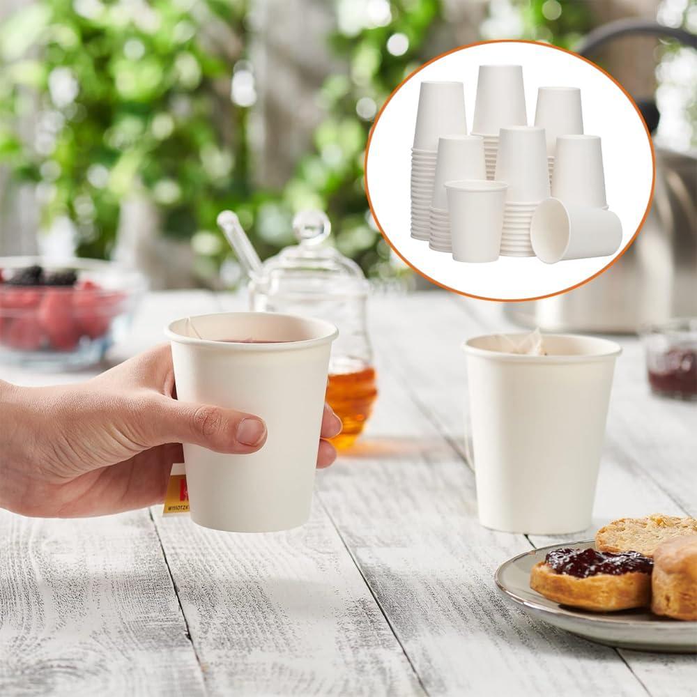 200 Count 8 oz. White Paper Hot Coffee Cups Espresso Cups