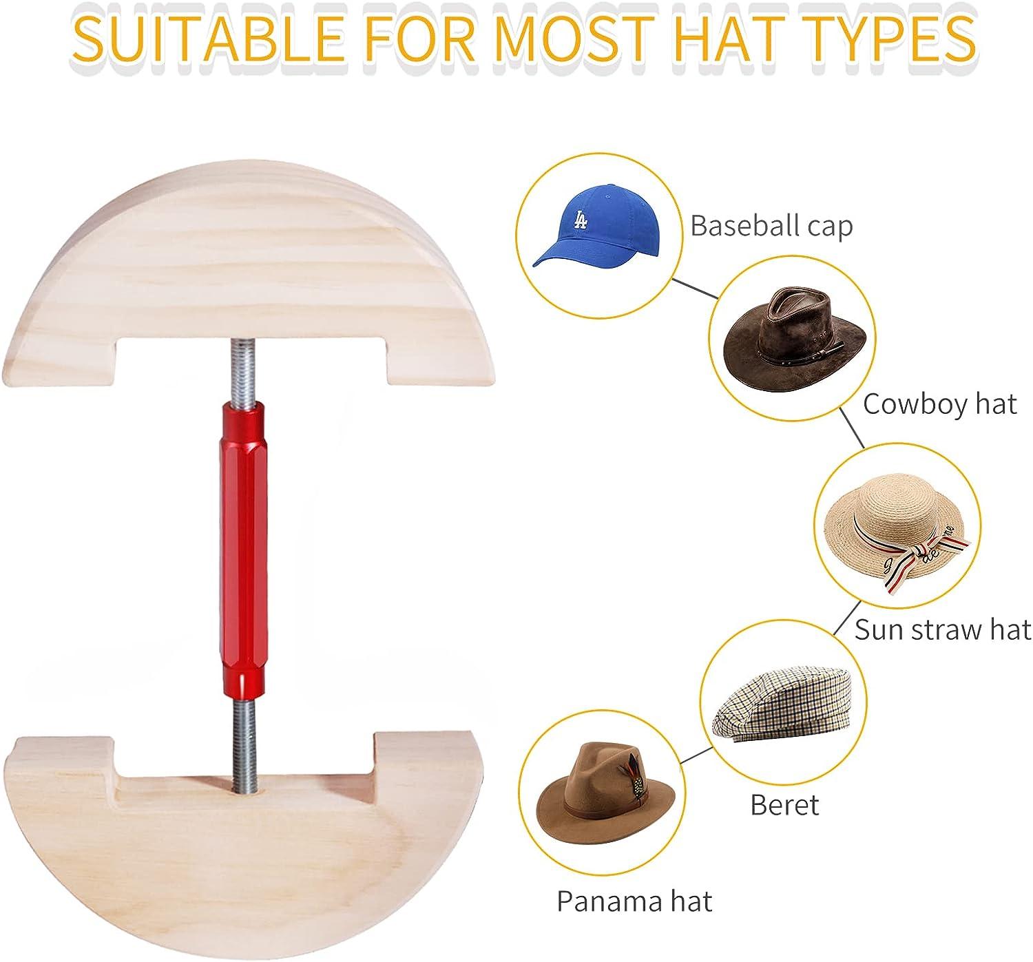 Adjustable Hat Stretcher Natural Wood Hex Buckle Adjustment 7-1/2 to 10-5/8