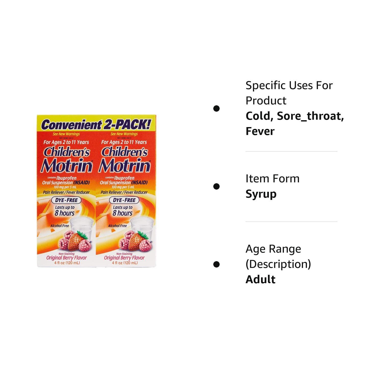 Motrin Children's Ibuprofen Oral Suspension Original Berry Flavor 4 oz