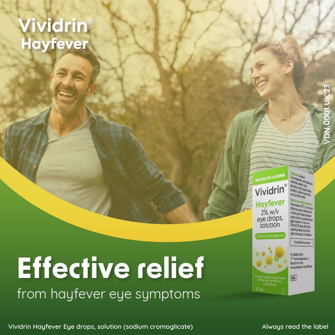 Vividrin Hayfever Eye Drops 10ml Contains Sodium Cromoglicate for