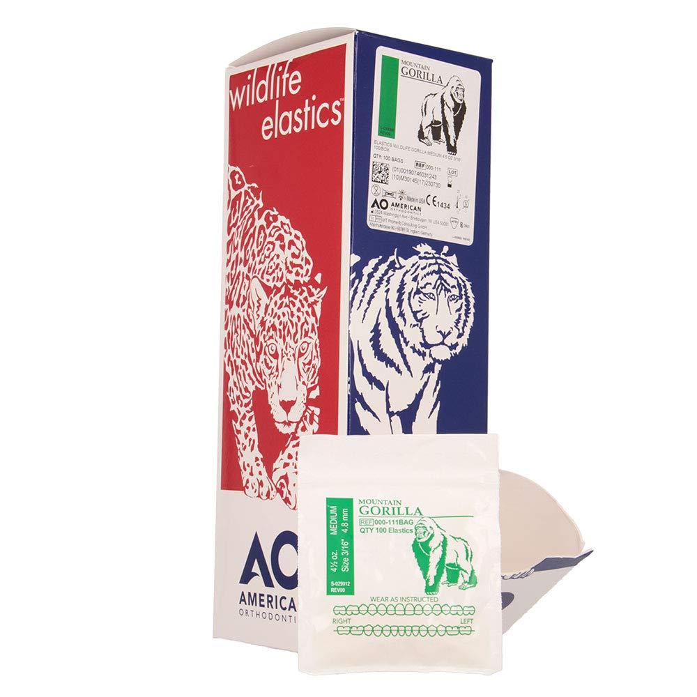 American Orthodontics Elastics Wildlife Gorilla Medium 4.5 Oz 3/16