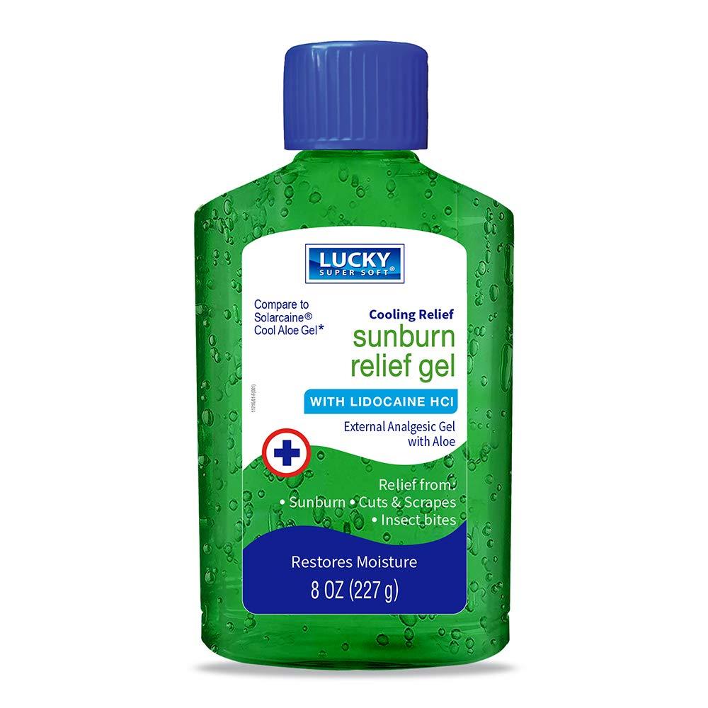 Lucky Super Soft Sunburn Relief Gel with Aloe Vera & Lidocaine 8 oz
