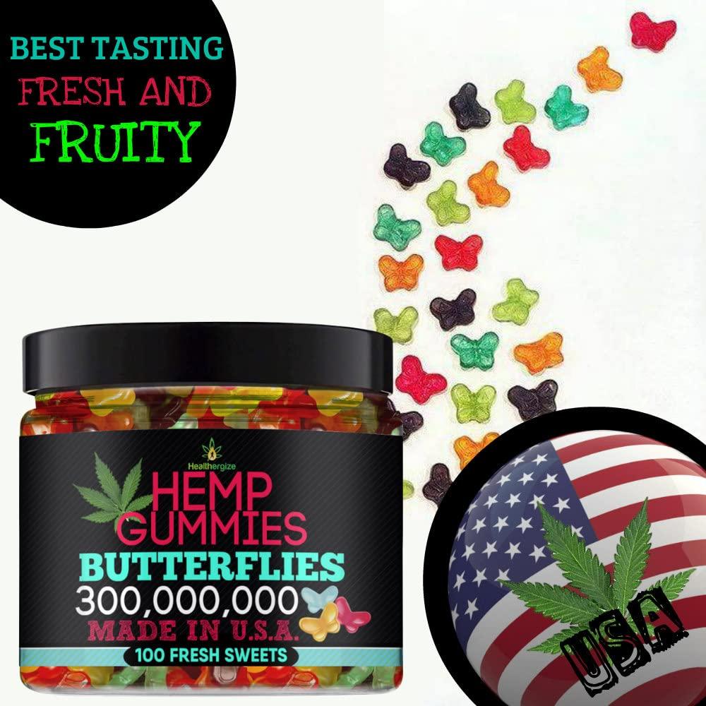 Premium Healthergize Hemp Gummies Delicious Butterfly & Bear Shapes
