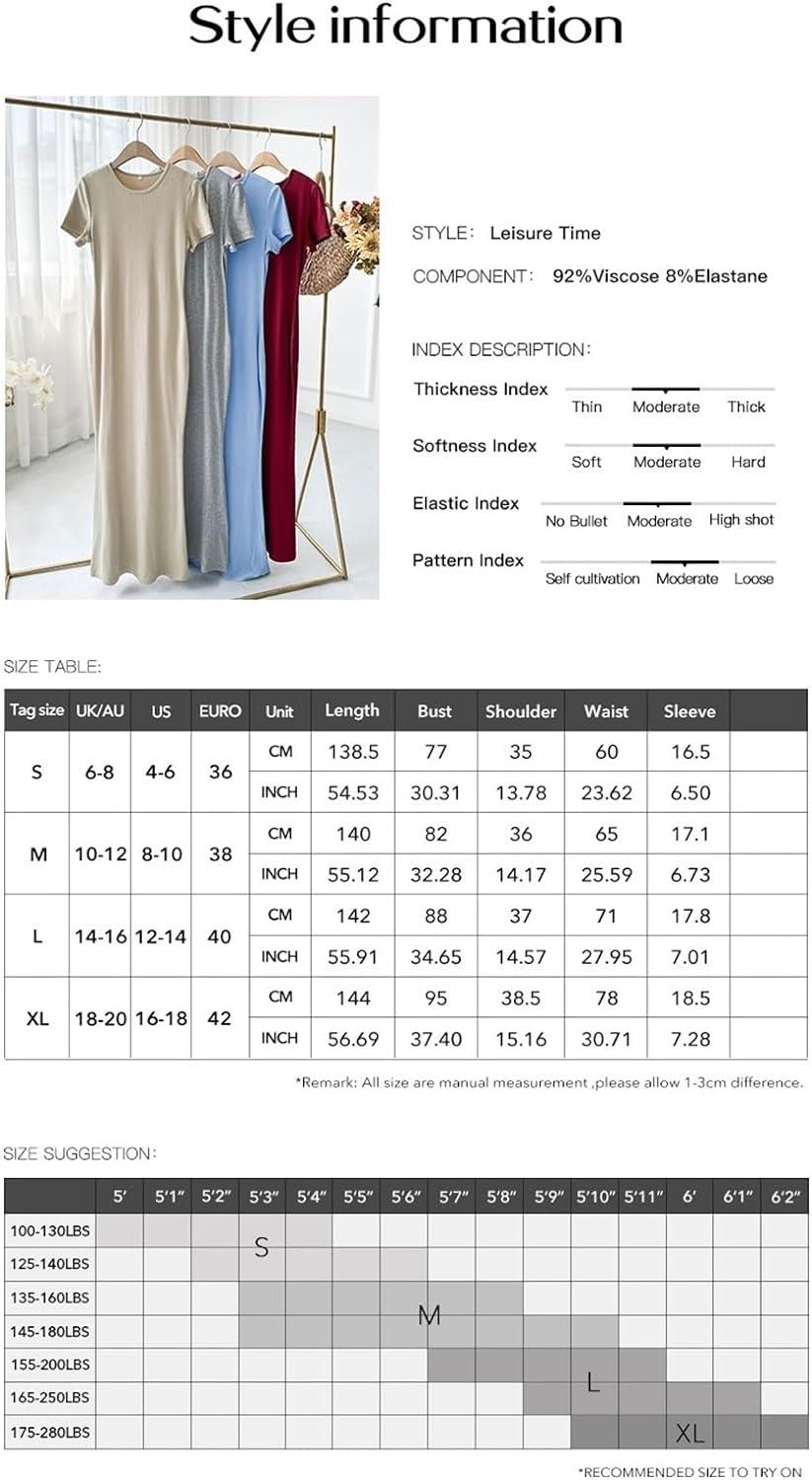 Elegant solid color round neck short-sleeved slim dress (Color: Blue, Size: M)