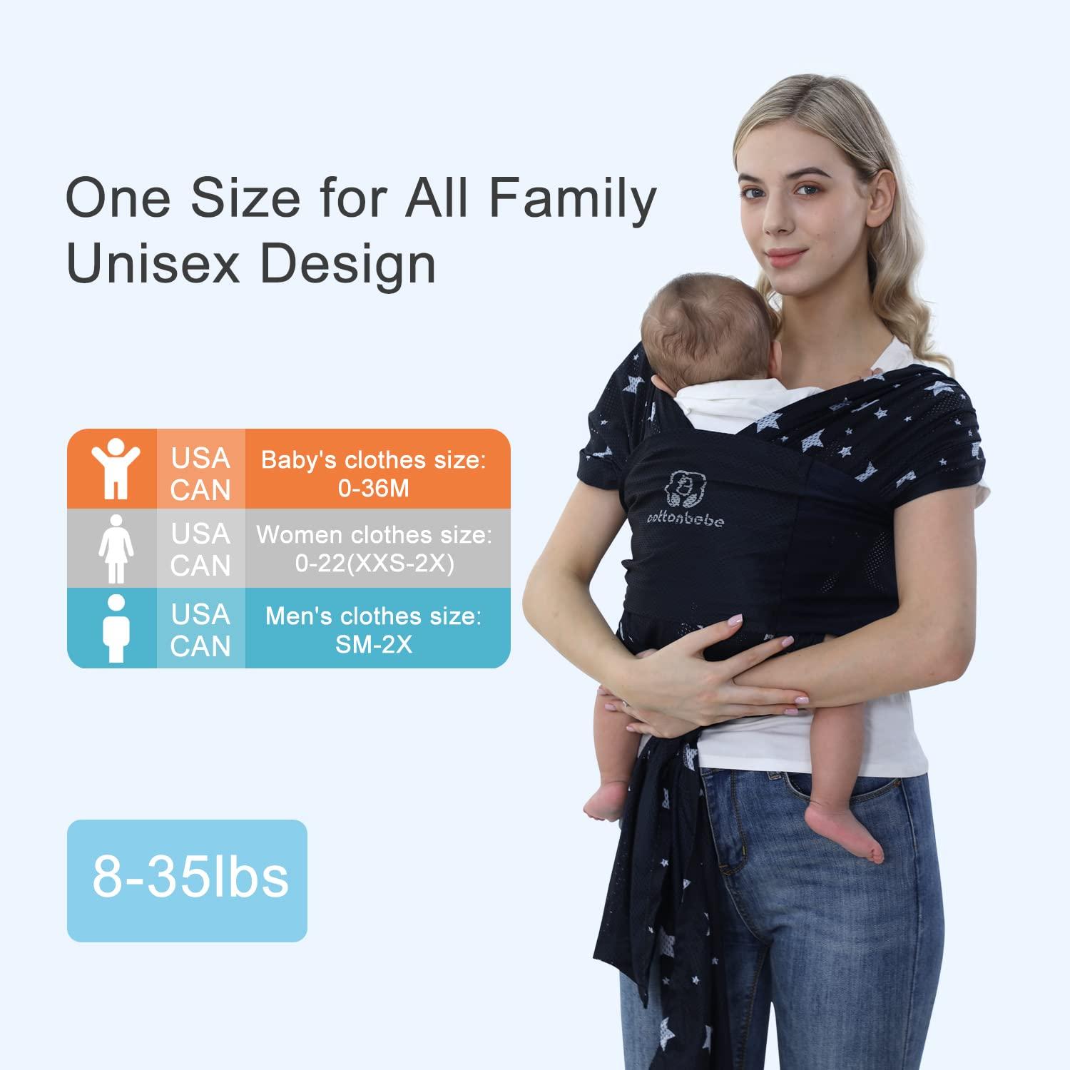 COTTONBEBE Baby Wrap Carrier Adjustable Newborn to Toddler