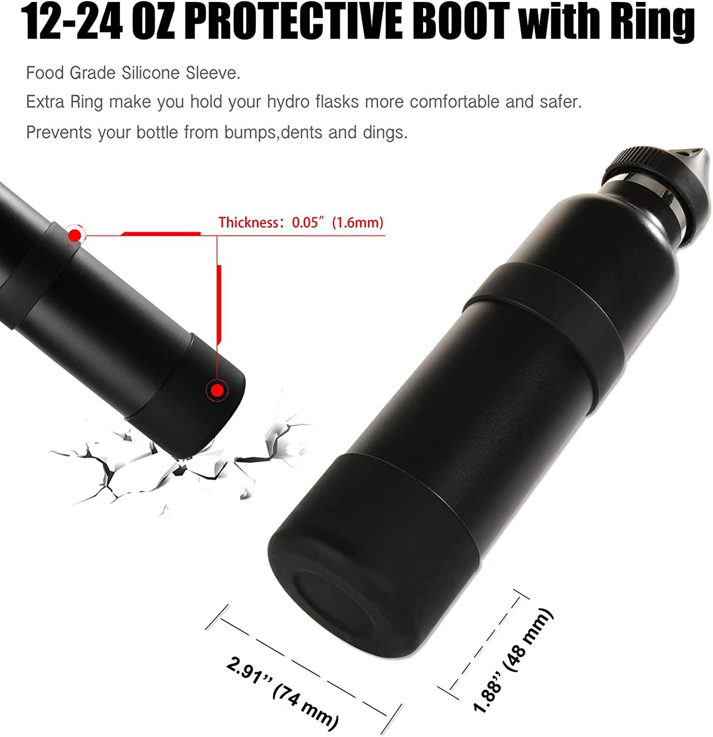  GLINK Bottle Boot, Compatible with Hydro Flask 2.0 Wide Mouth  64 oz Water Bottle and Others, Protective Silicone Bottom Sleeve Cover,  Anti-Slip Flex Boot with Diamond Texture (Black) : Sports