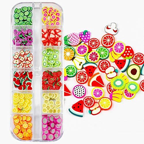 MINI Fruit and Veggie SHAPE GLITTER Polymer Clay Slices 