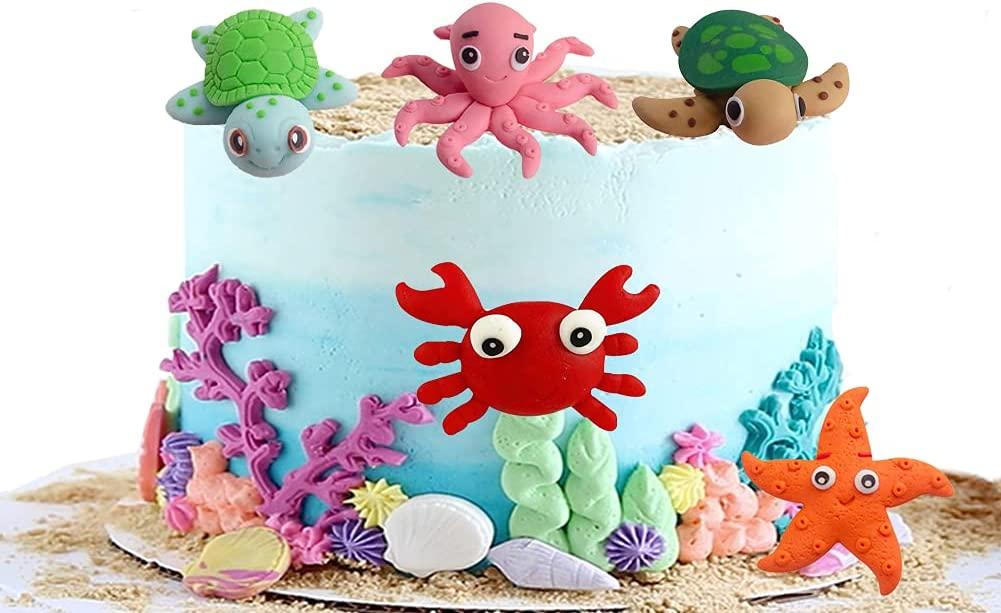 Sea Cake Toppers Set Under the Sea Birthday Decorations for Kids