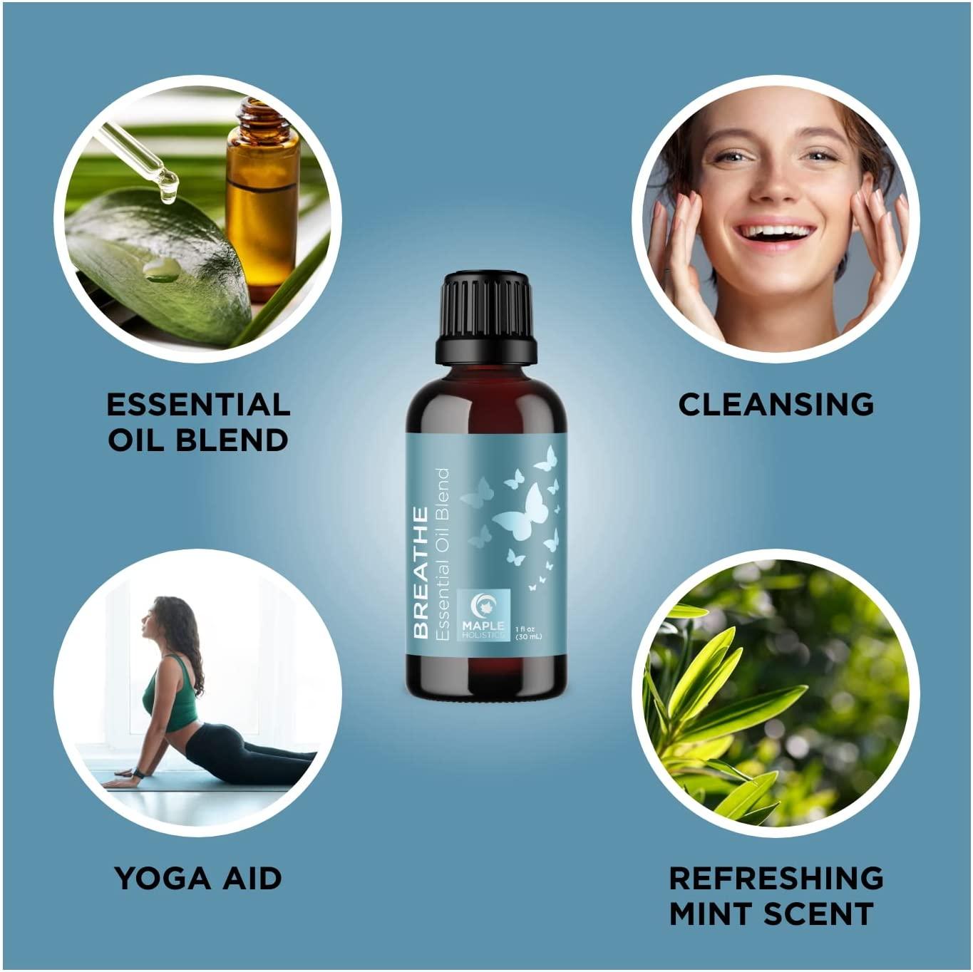 Breathe Blend Essential Oil for Diffuser - Invigorating Breathe Essential  Oil Blend with Eucalyptus Peppermint Tea Tree and Mint Essential Oils for  Diffusers for Home and Shower Aromatherapy 